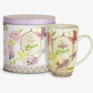 All You Need is Love Mug with Decorative Tin, 15 Oz Stoneware Valentine's Gift
